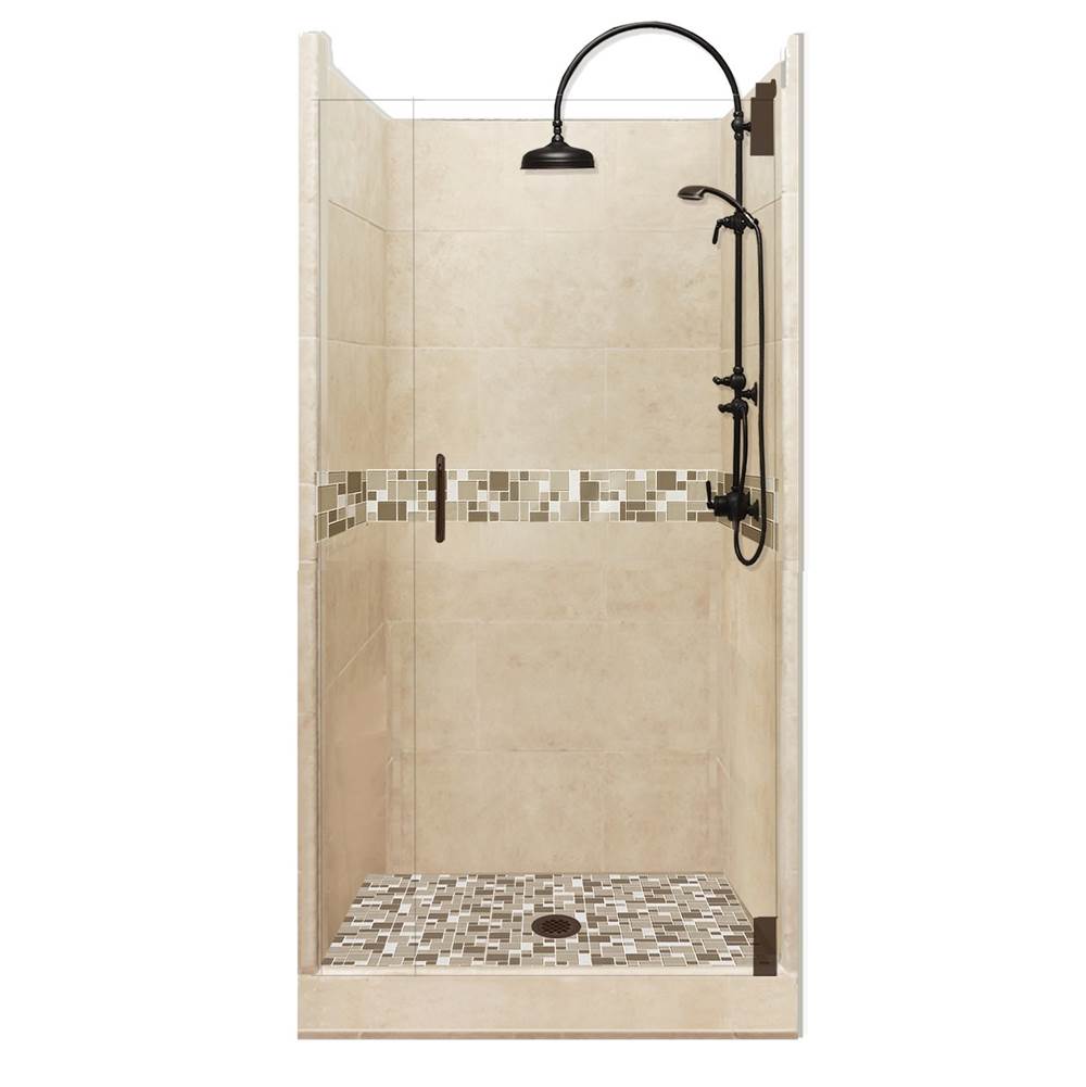 American Bath Factory 54 x 42 x 80 Tuscany Luxe Alcove Shower Kit in Brown Sugar with Old World Bronze Finish