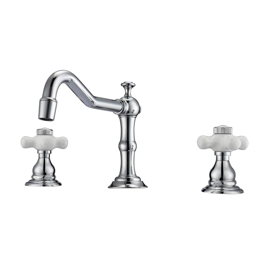 Barclay Roma 8''cc Lav Faucet, withHoses,Porcelain Cross Hdls, CP