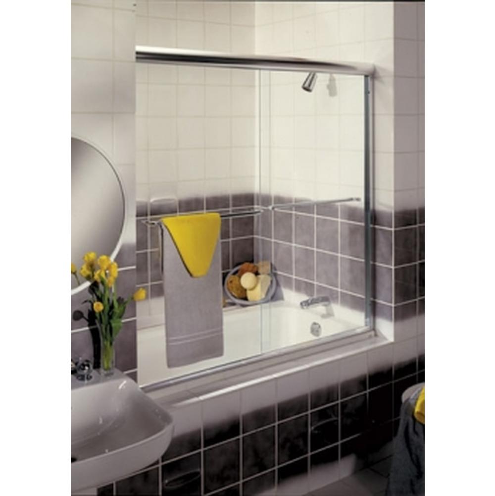 Century Bathworks GCT-5 Sliding Tub Enclosure, Round Header, Satin Nickel Plated Brass, Clear Glass, M