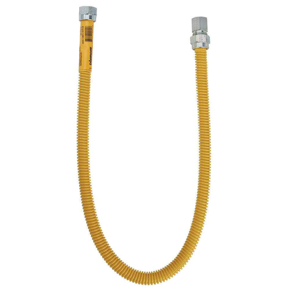 Dormont 5/8 IN OD, 1/2 IN ID, SS Gas Connector, 3/4 IN FIP x 3/4 IN FIP, 36 IN Length, Antimicrobial Yellow Powder Coated Bag