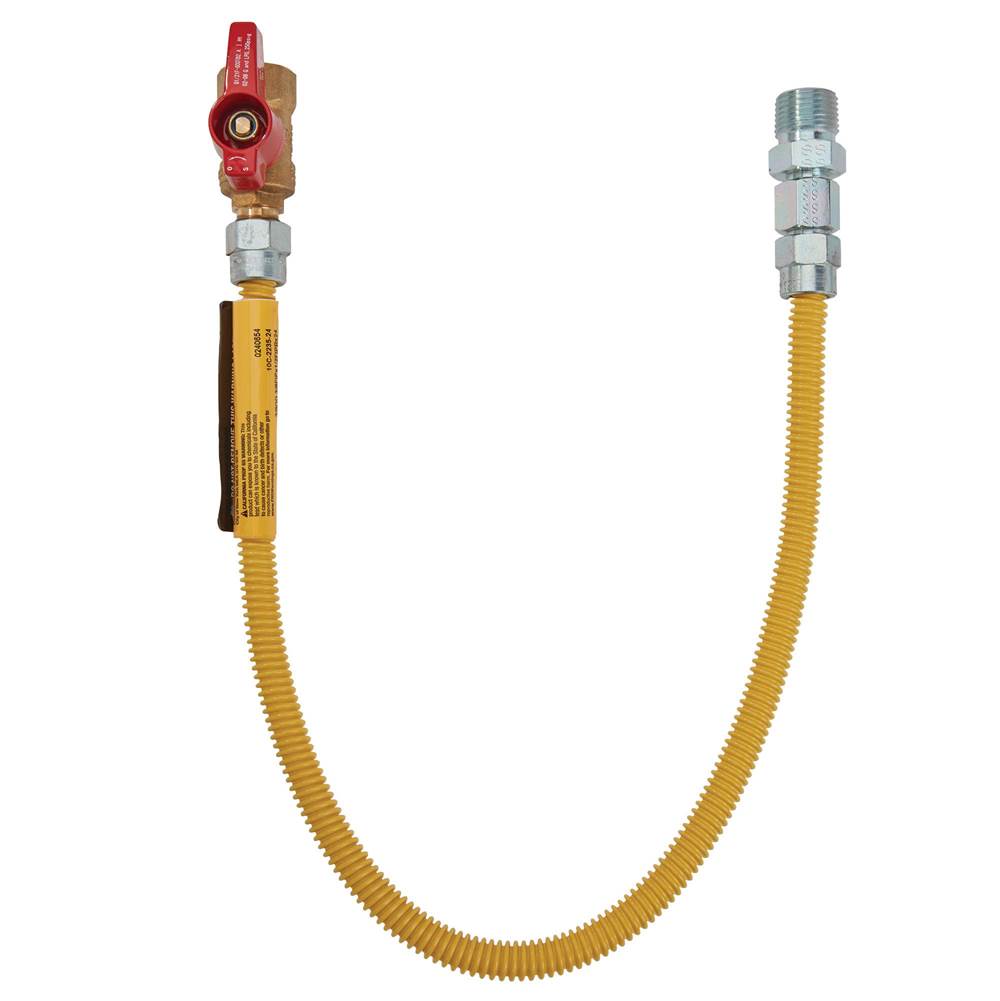 Dormont 5/8 IN OD, 1/2 IN ID, SS Gas Connector, 1/2 IN MIP x 3/4 IN FIP Valve, 12 IN Length, Antimicrobial Yellow Powder Coated