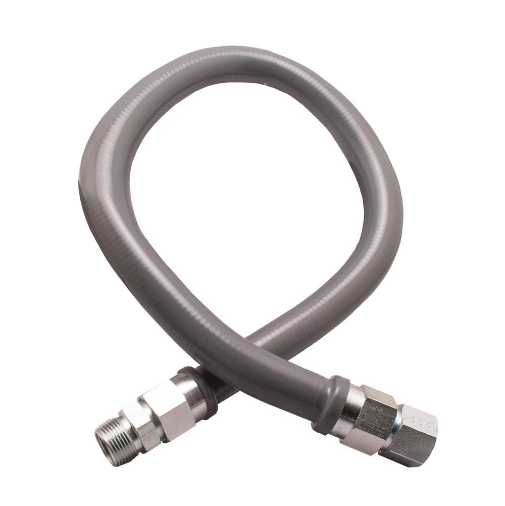 Dormont 5/8 IN OD, 1/2 IN ID, SS Gas Connector, 1/2 IN MIP x 1/2 IN FIP, 48 IN Length, Gray PVC Coated