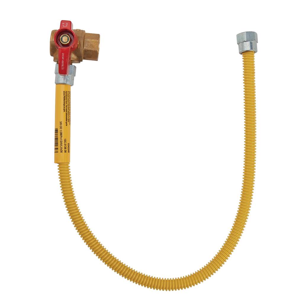 Dormont 5/8 IN OD, 1/2 IN ID, SS Gas Connector, 3/4 IN MIP x 3/4 IN FIP Angle Valve, 60 IN Length, Antimicrobial Yellow Powder Coated