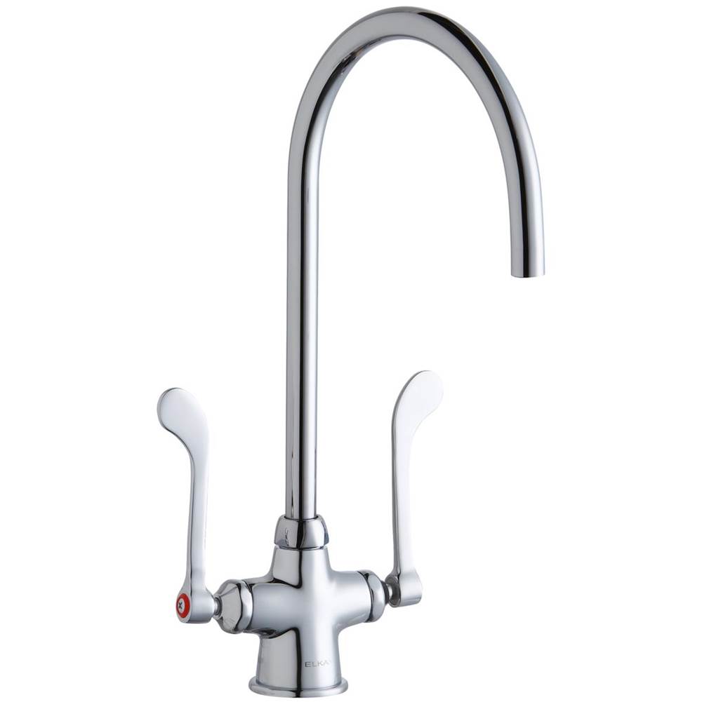Elkay Single Hole with Concealed Deck Laminar Flow Faucet with 8'' Gooseneck Spout 6'' Wristblade Handles Chrome