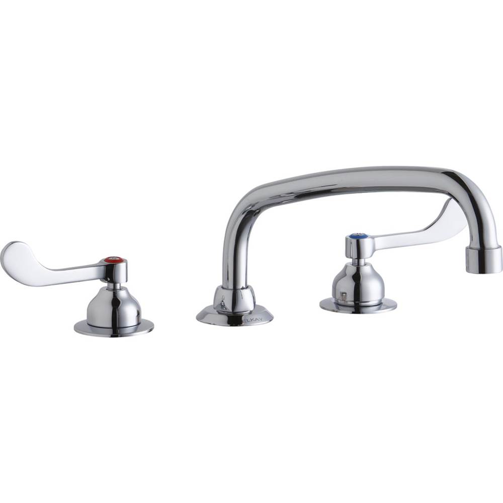 Elkay 8'' Centerset with Concealed Deck Faucet with 10'' Arc Tube Spout 4'' Wristblade Handles Chrome
