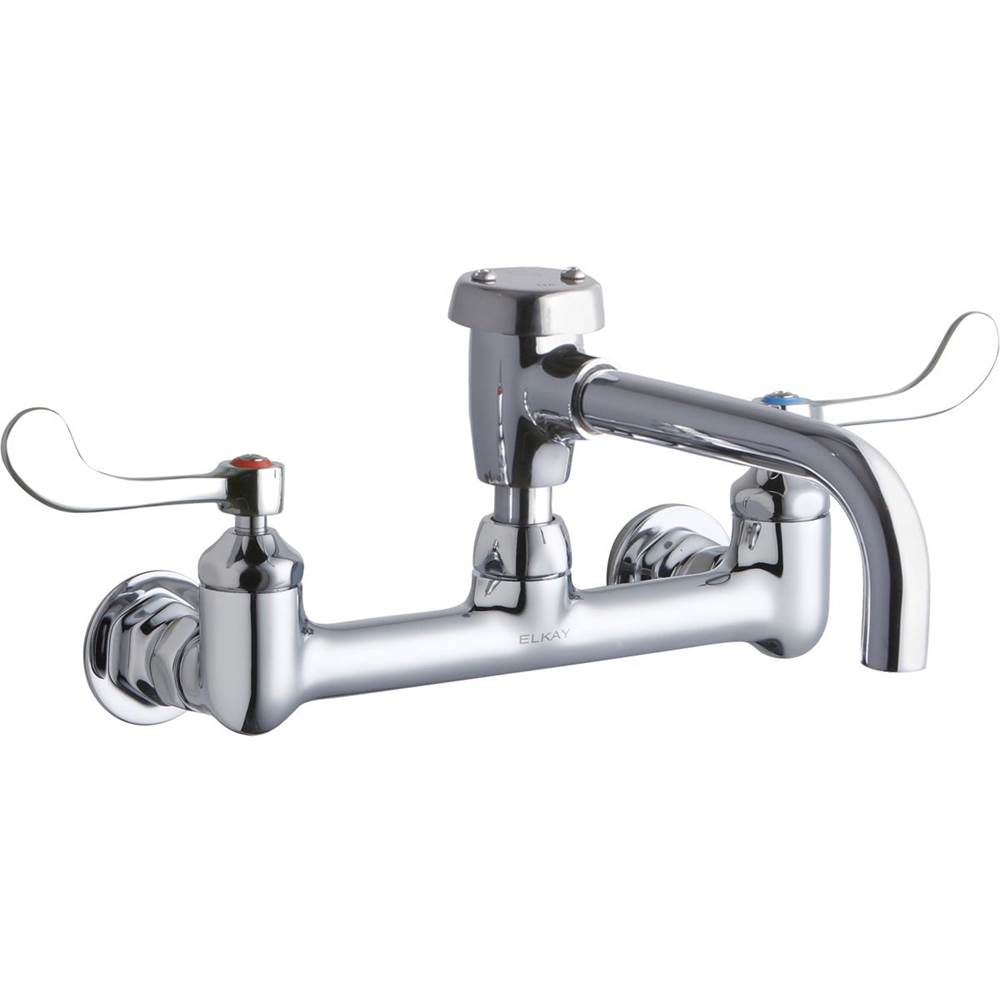 Elkay Service/Utility 8'' Centerset Wall Mount Faucet with 7'' Vented Spout 4'' Wristblade Handles 1/2in Offset Inlets