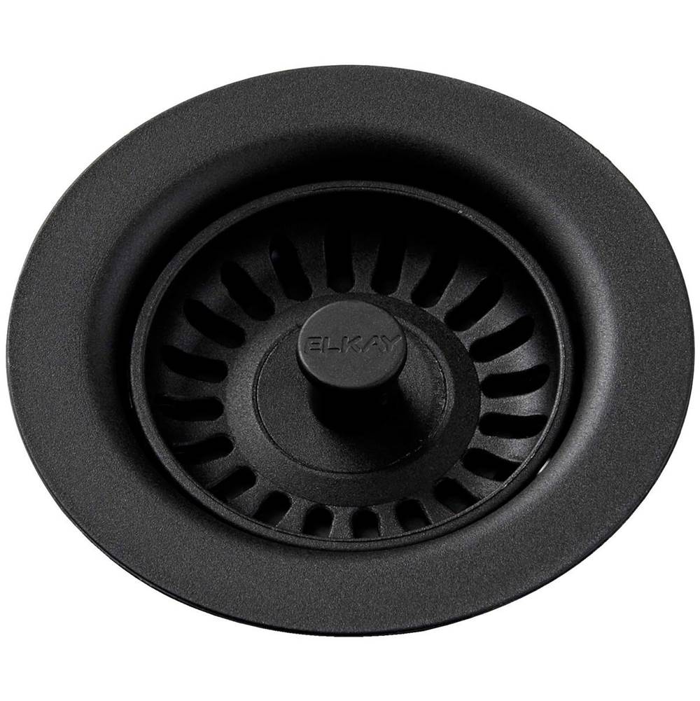Elkay Polymer Drain Fitting with Removable Basket Strainer and Rubber Stopper Caviar