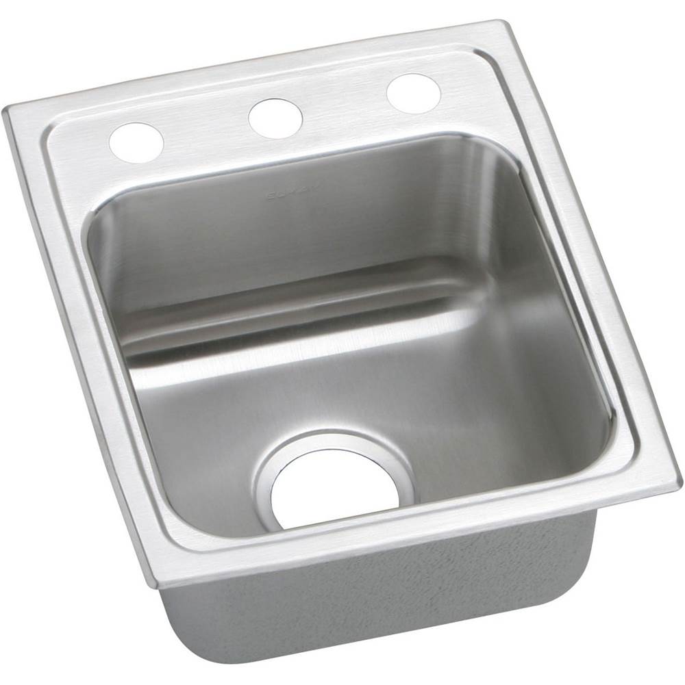 Elkay Lustertone Classic Stainless Steel 13'' x 16'' x 7-5/8'', 3-Hole Single Bowl Drop-in Sink with Quick-clip