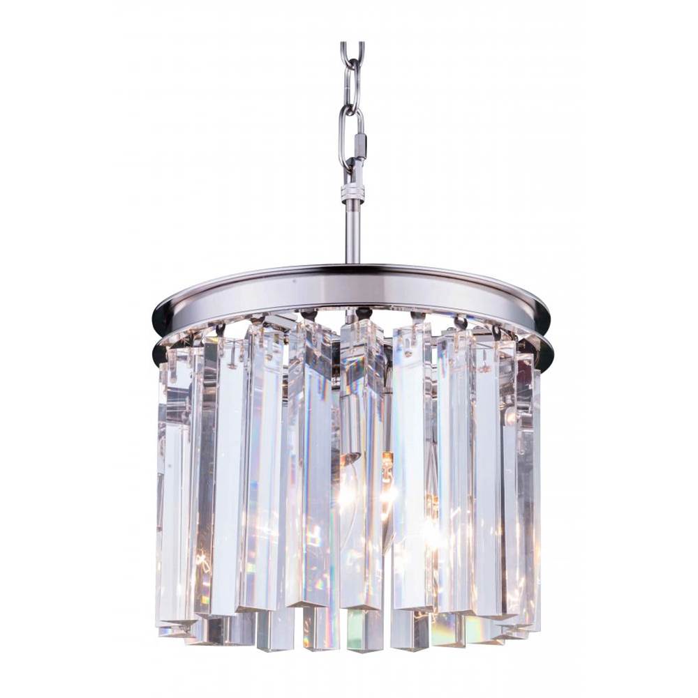 Elegant Lighting 1208 Sydney Collection Pendent lamp D:12'' H:13'' Lt:3 Polished nickel Finish (Royal Cut  Crys