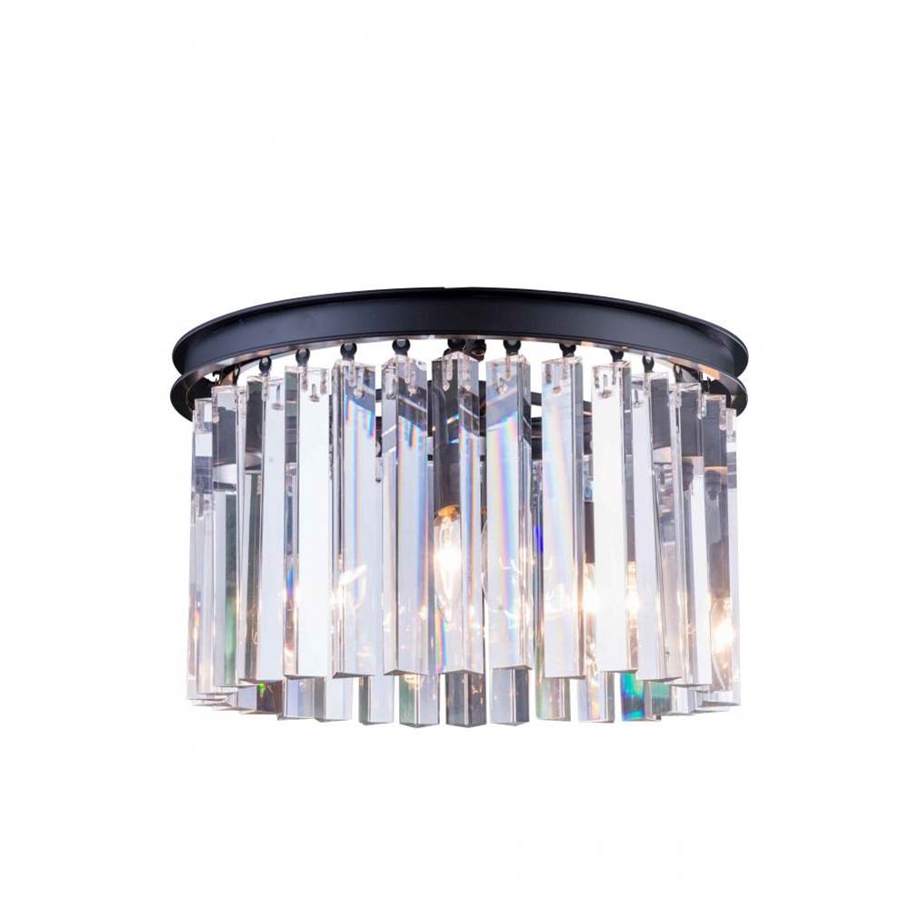 Elegant Lighting 1208 Sydney Collection Flush Mount D:16'' H:10.5'' Lt:3 Mocha Brown Finish (Royal Cut  Crystal