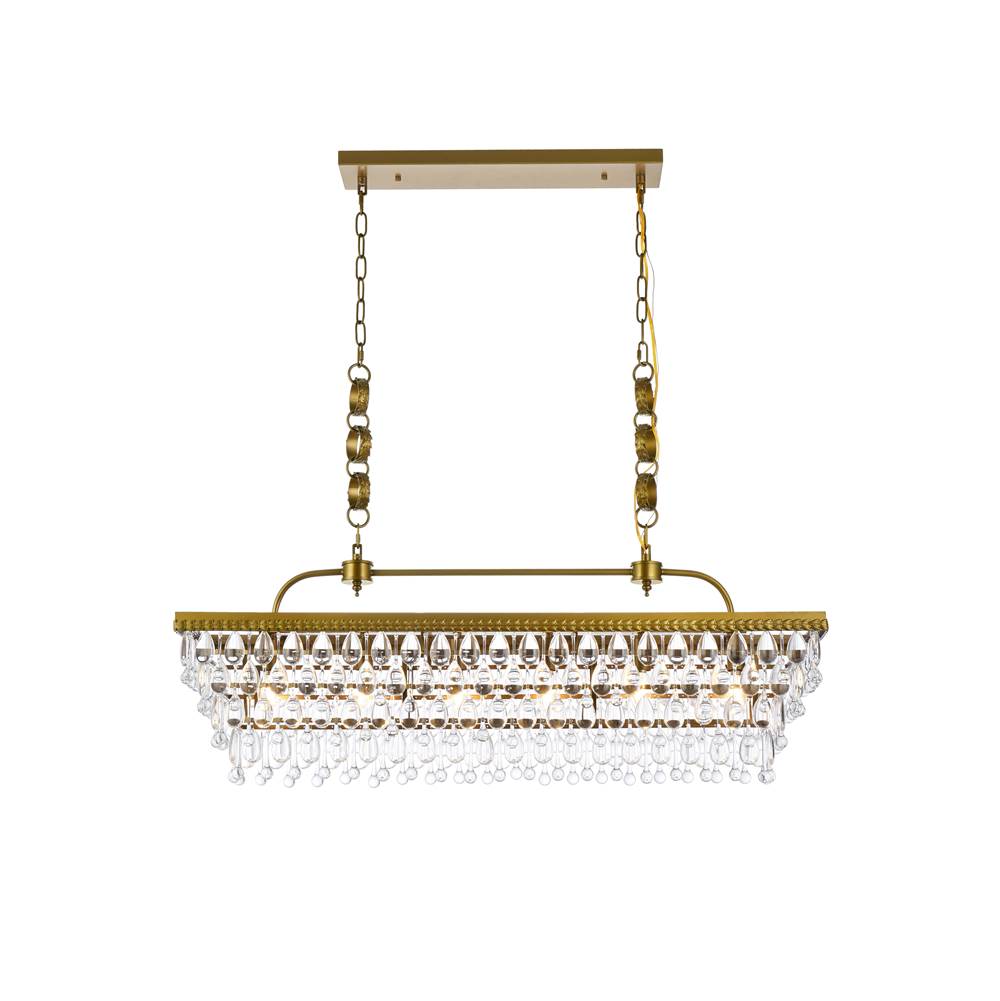 Elegant Lighting Nordic 40 Inch Rectangle Pendant In Brass