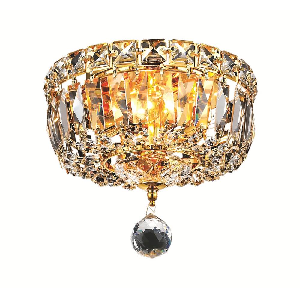 Elegant Lighting Tranquil 2 Light Gold Flush Mount Clear Royal Cut Crystal