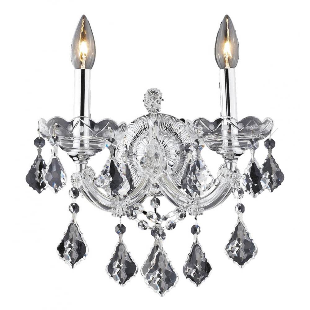 Elegant Lighting Maria Theresa 2 light Chrome Wall Sconce Clear Royal Cut Crystal