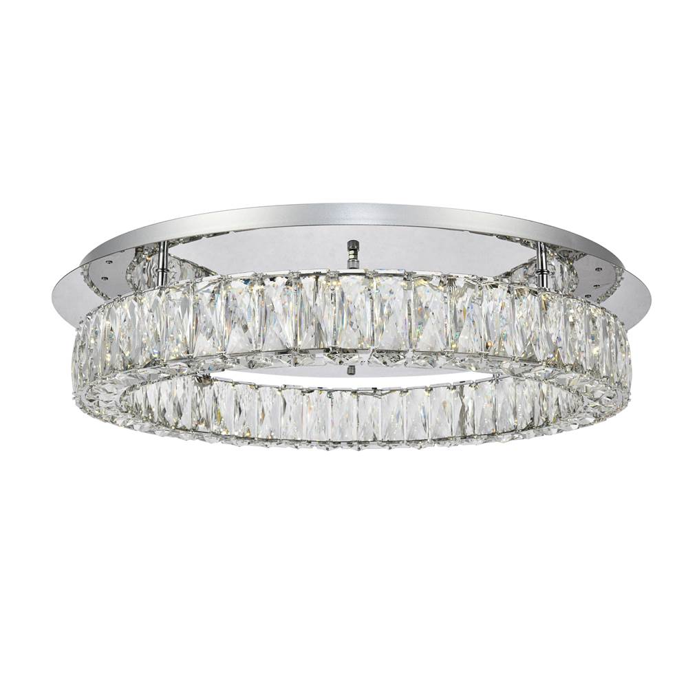 Elegant Lighting Monroe LED Light Chrome Flush Mount Clear Royal Cut Crystal