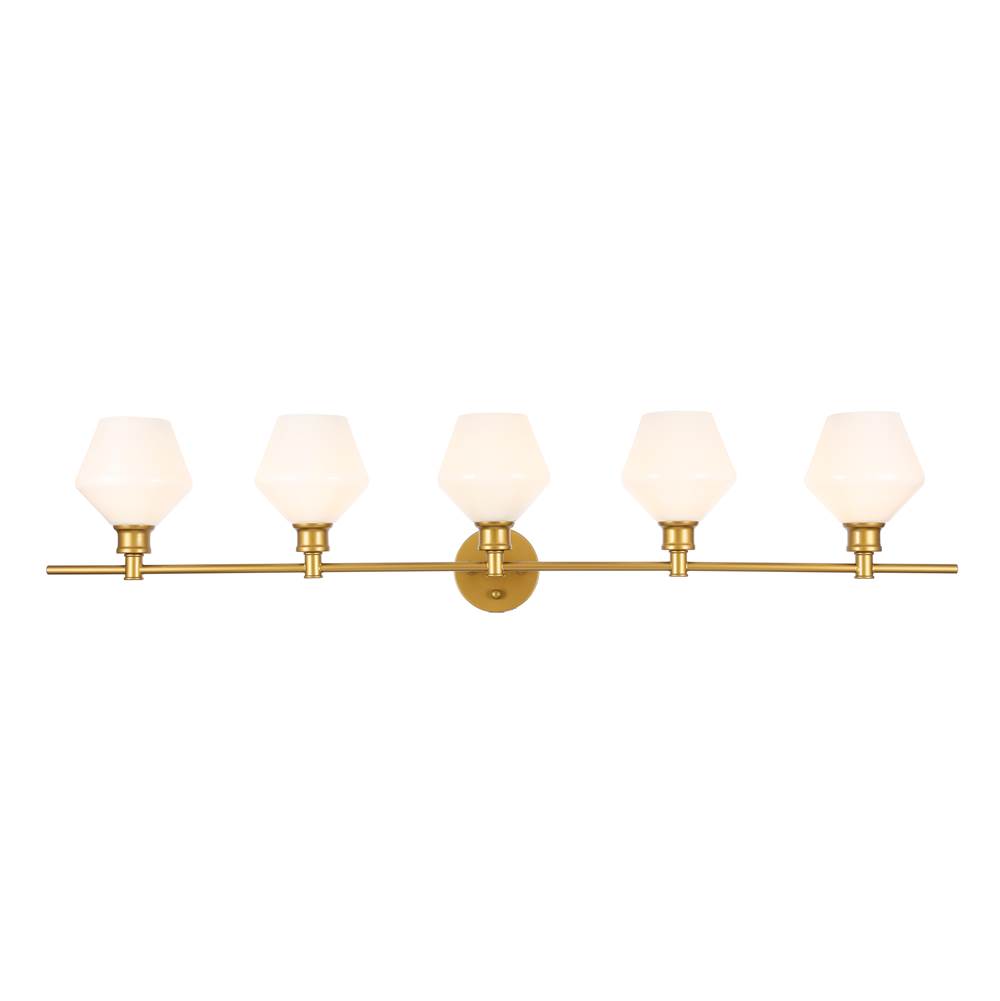 Elegant Lighting Gene 5 light Brass and Frosted white glass Wall sconce