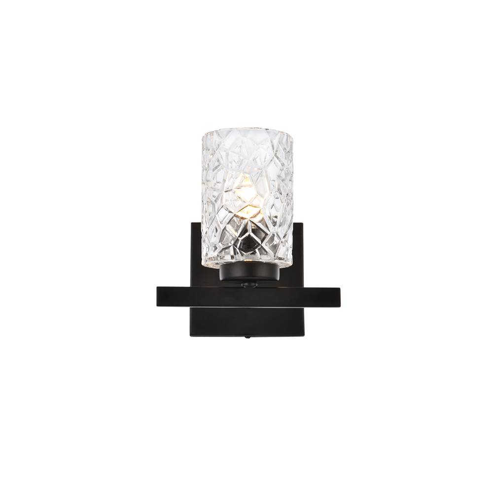 Elegant Lighting Cassie 1 light bath sconce in black with clear shade