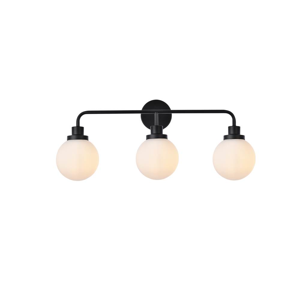 Elegant Lighting Hanson 3 lights bath sconce in black with frosted shade