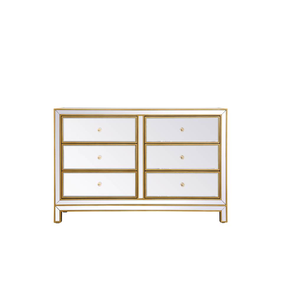 Elegant Lighting Reflexion Dresser 6 Drawers 48In. W X 18In. Din. X 32In. H In Gold