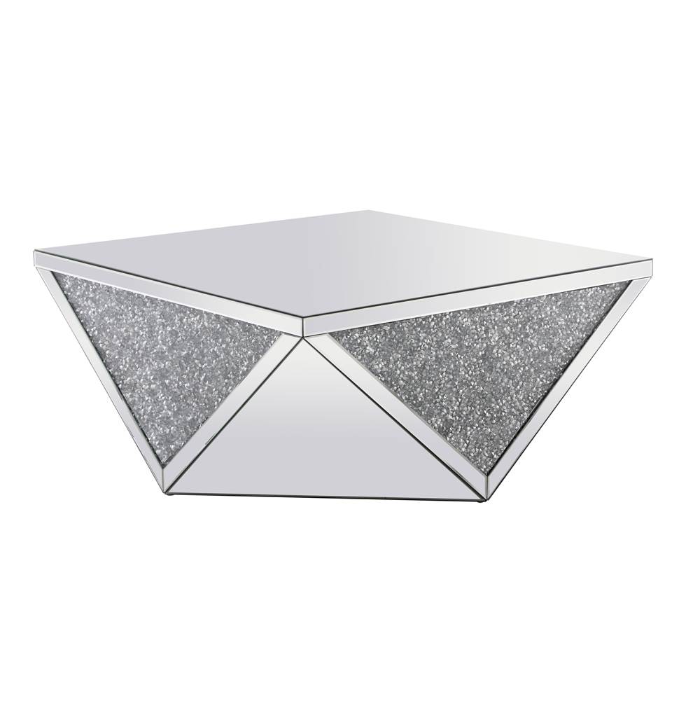 Elegant Lighting 38 Inch Square Crystal Coffee Table Silver Royal Cut Crystal