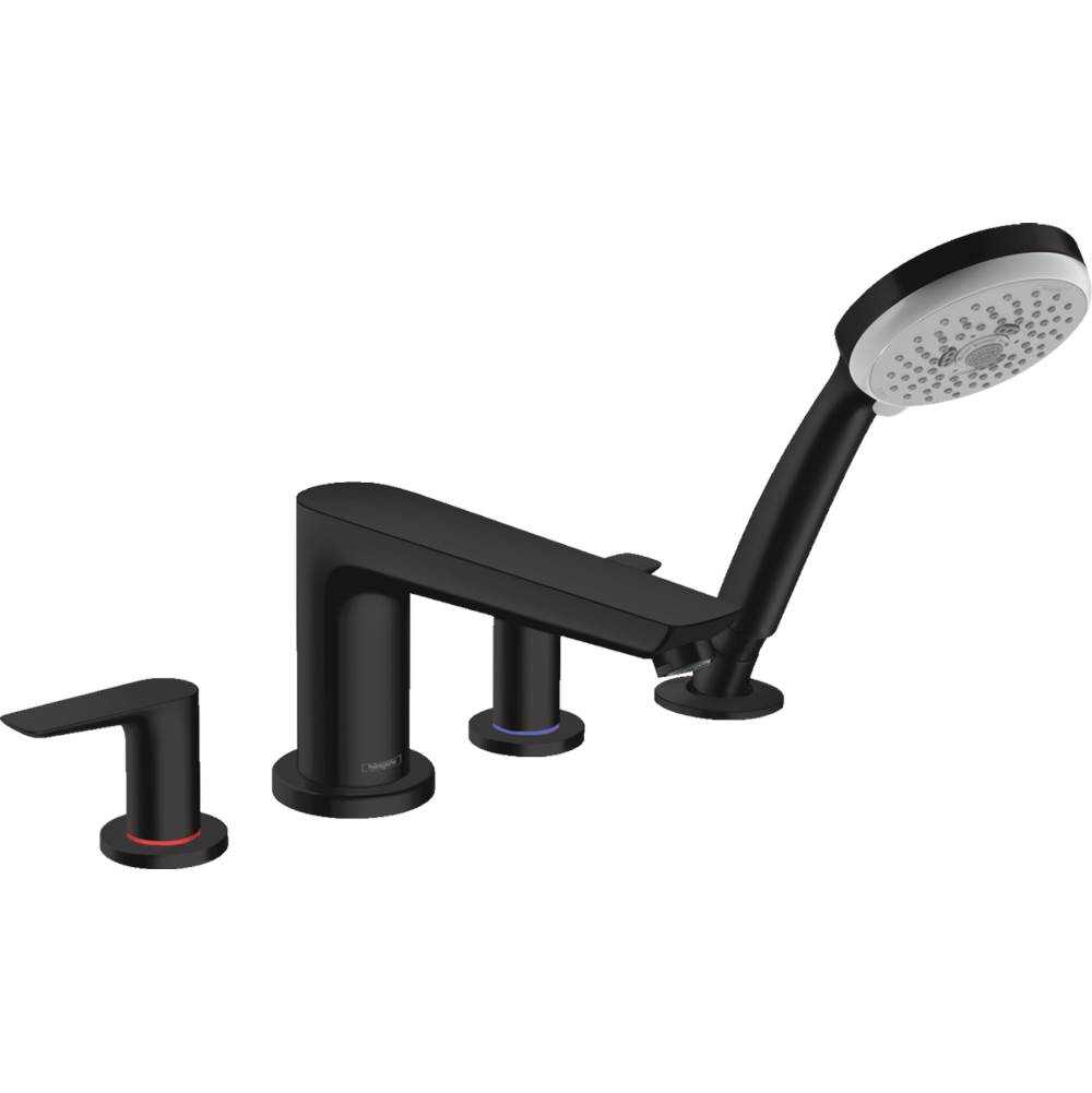 Hansgrohe Talis E 4-Hole Roman Tub Set Trim with 1.8 GPM Handshower in Matte Black