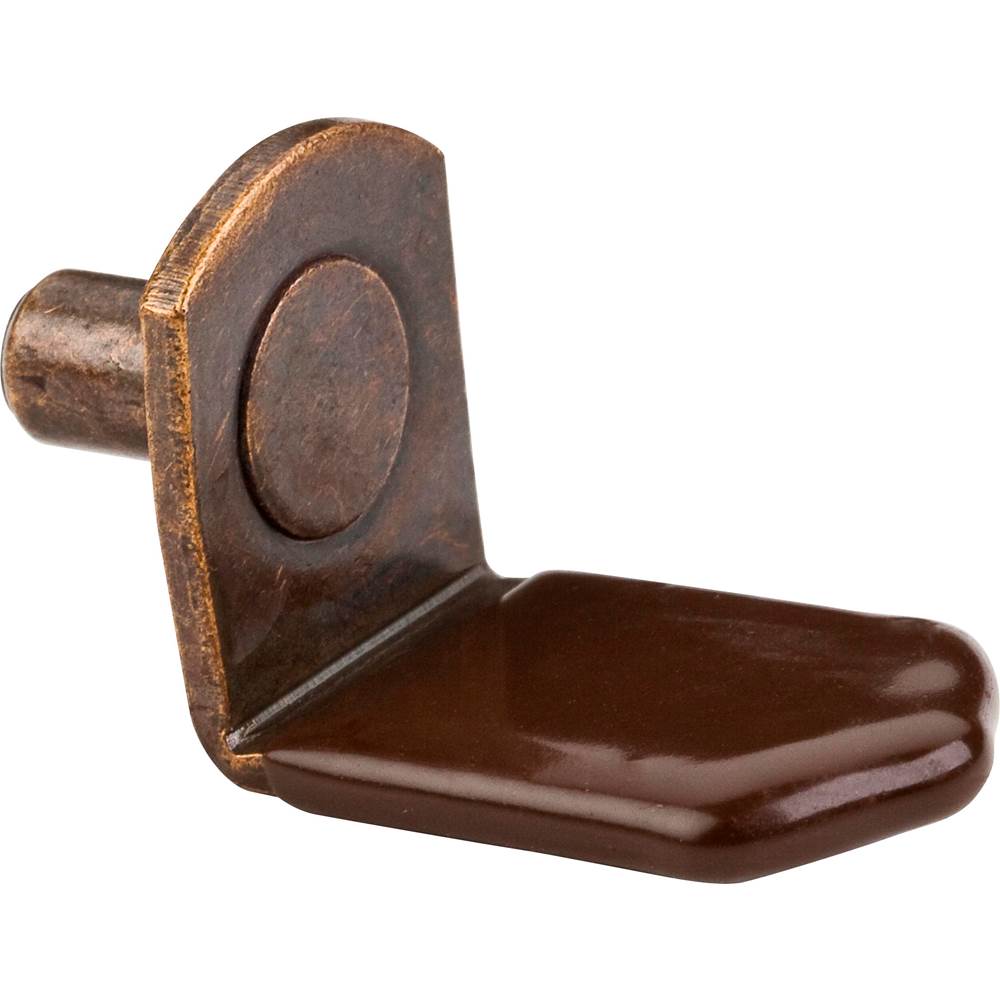 Hardware Resources Antique Brass 5 mm Pin Angled Shelf Support with 3/4'' Arm and Brown Sleeve - Priced and Sold by the Thousand