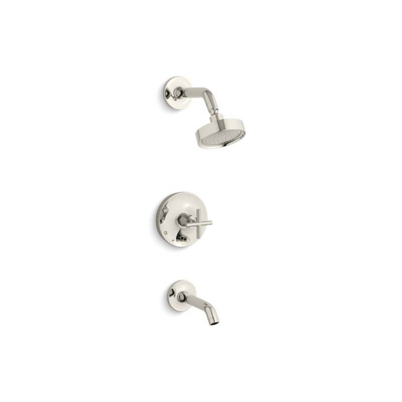 Kohler Purist® Rite-Temp® bath and shower trim with cross handle and 2.5 gpm showerhead