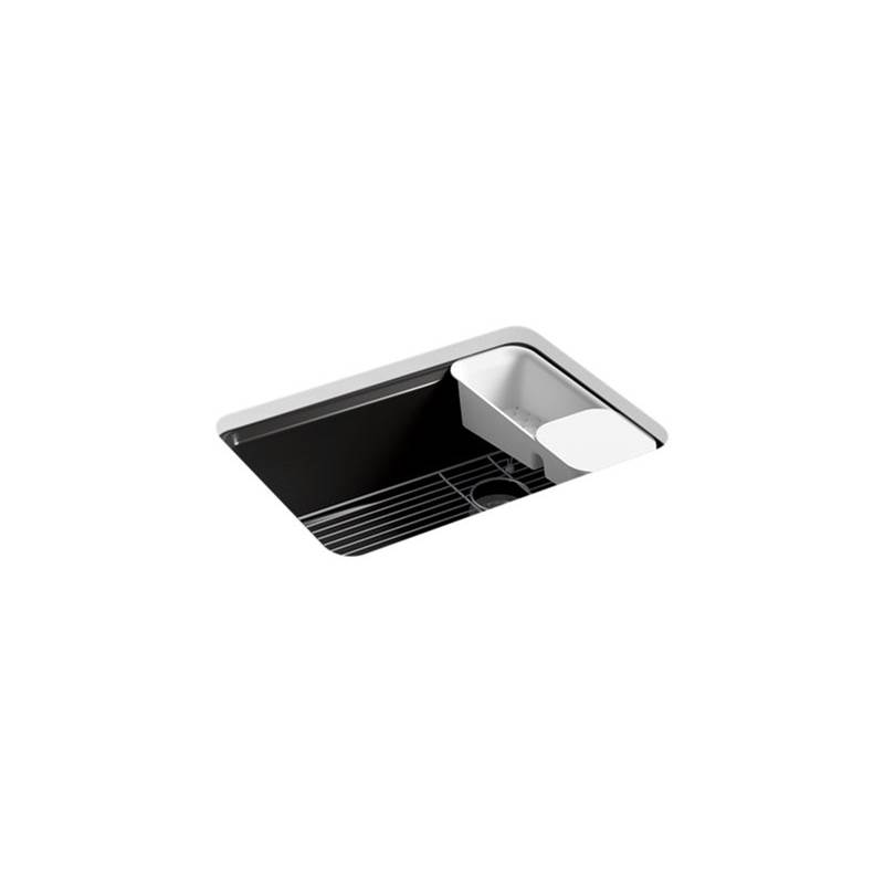 Kohler Riverby® 27'' x 22'' x 9-5/8'' undermount single-bowl workstation kitchen sink with accessories and 5 oversized faucet holes