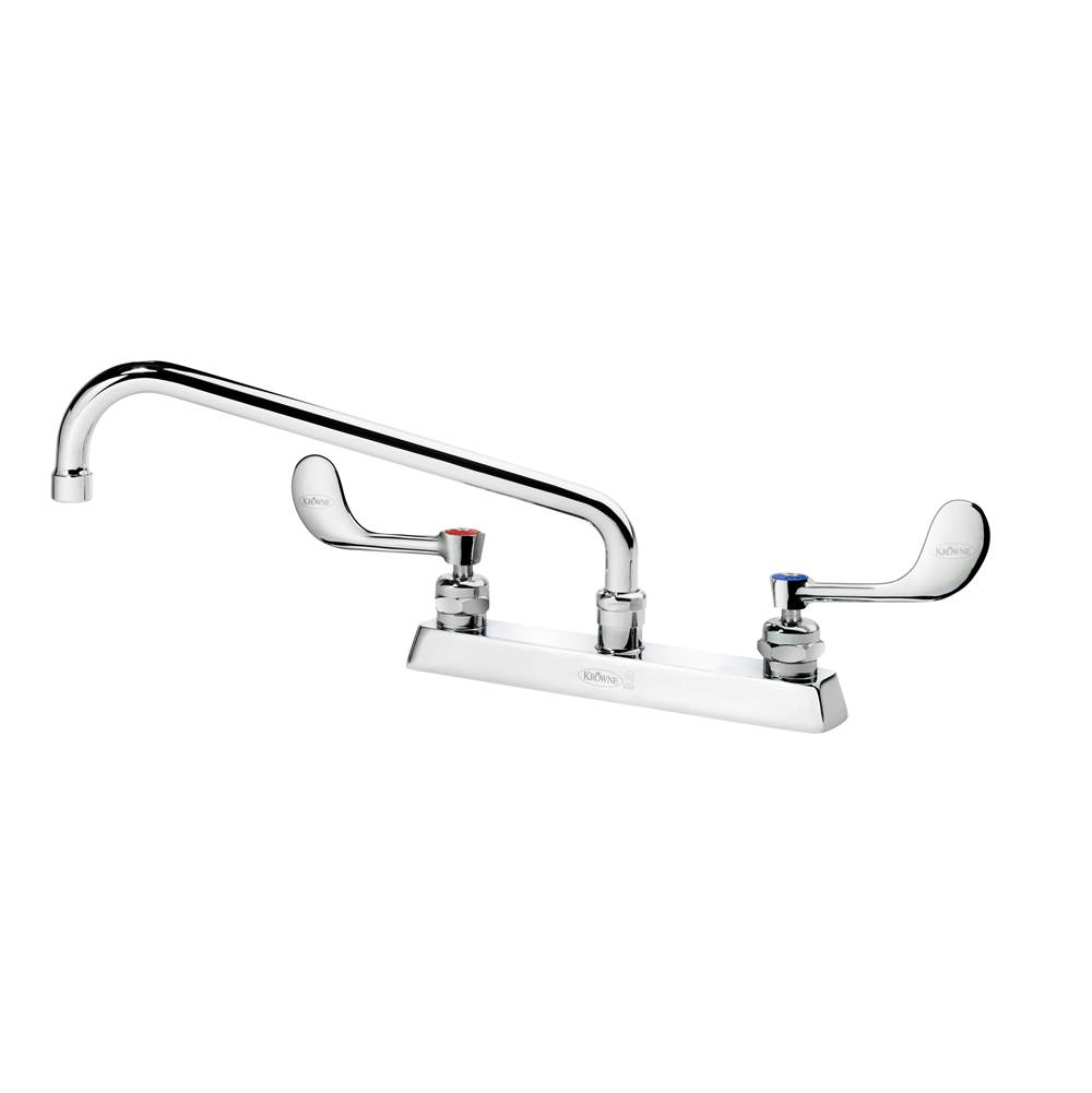 Krowne Royal Series 8'' Deck Mount Faucet With 12'' Swing Spout, Vr Wristblade Handles, 1.5 Gpm Aerator