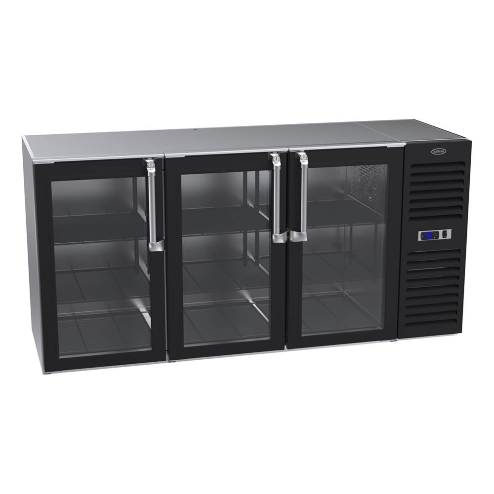 Krowne 72'' Self Contained Right Cabinet Narrow Door Backbar Cooler With Left Right Left Bv Glass Doors