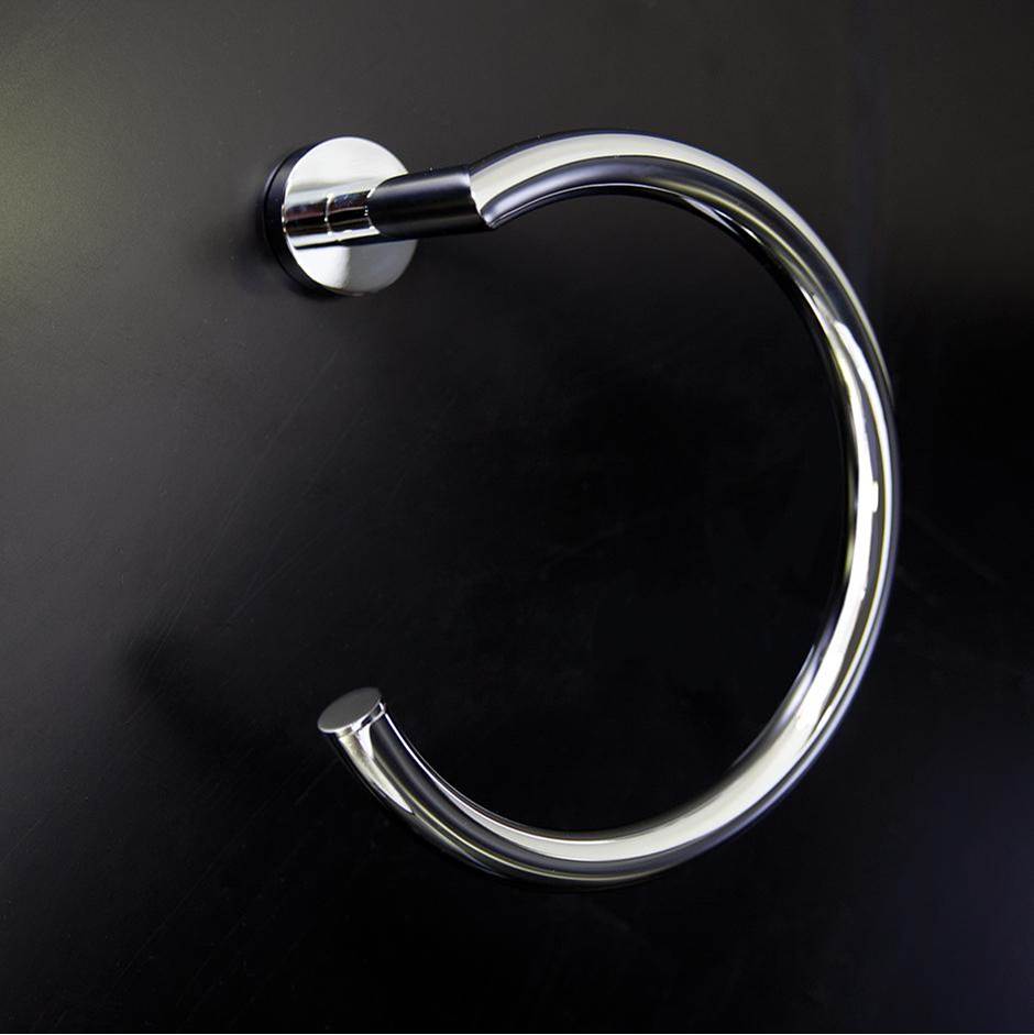 Lacava Wall-mount towel ring made of chrome plated brass.  W: 7 1/4'', D: 3 1/4''