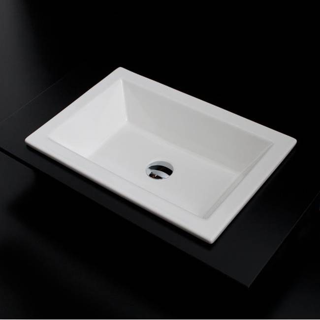 Lacava Self-rimming porcelain Bathroom Sink without an overflow. Unglazed exterior. W: 23 5/8'', D: 15 3/4'', H: 5 1/2''