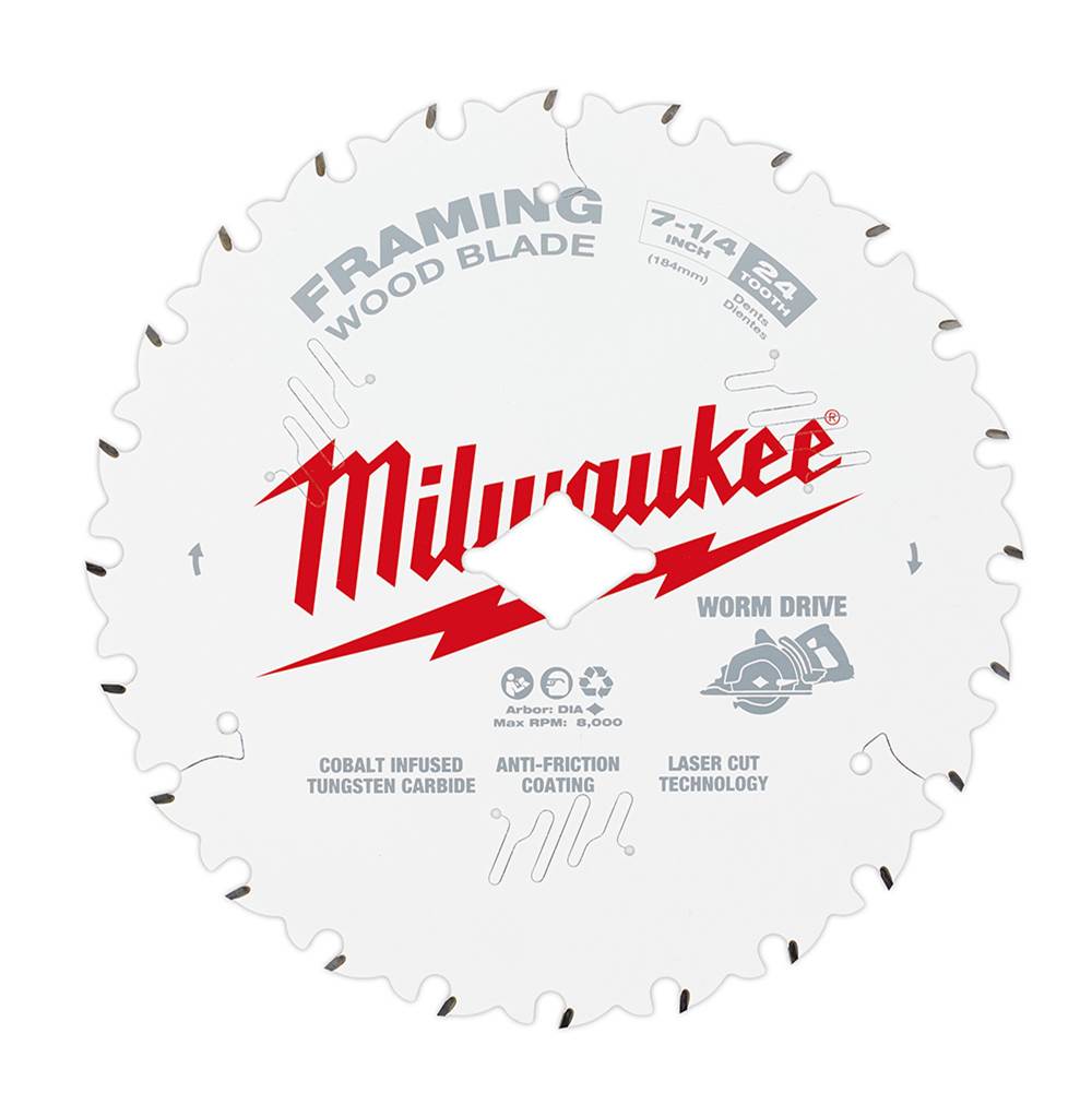 Milwaukee Tool 7-1/4'' 24T Worm Drive Framing Circular Saw Blades Bulk 10