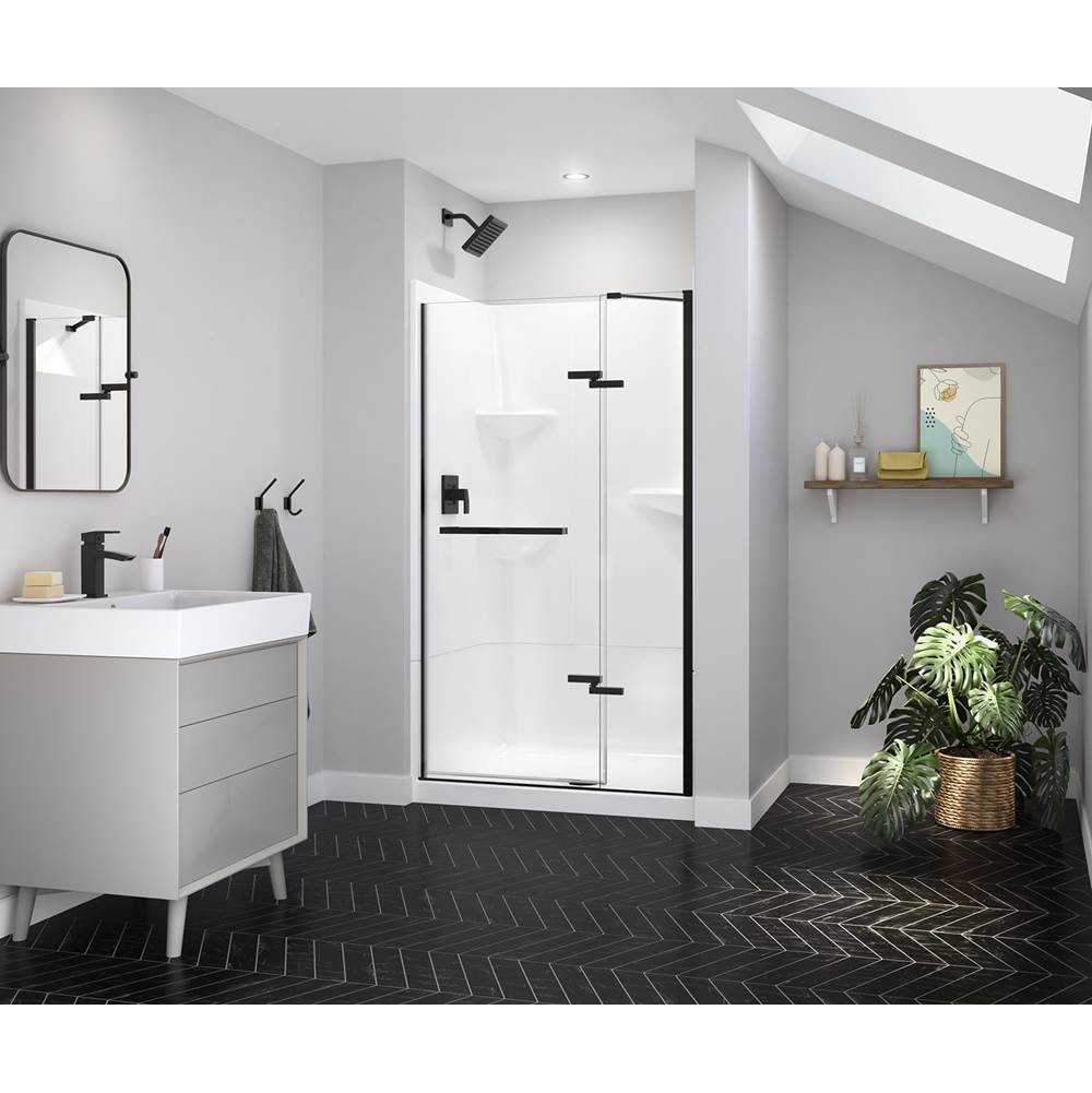 Maax Reveal Sleek 71 41 1/2-44 1/2 x 71 1/2 in. 8mm Pivot Shower Door for Alcove Installation with Clear glass in Matte Black