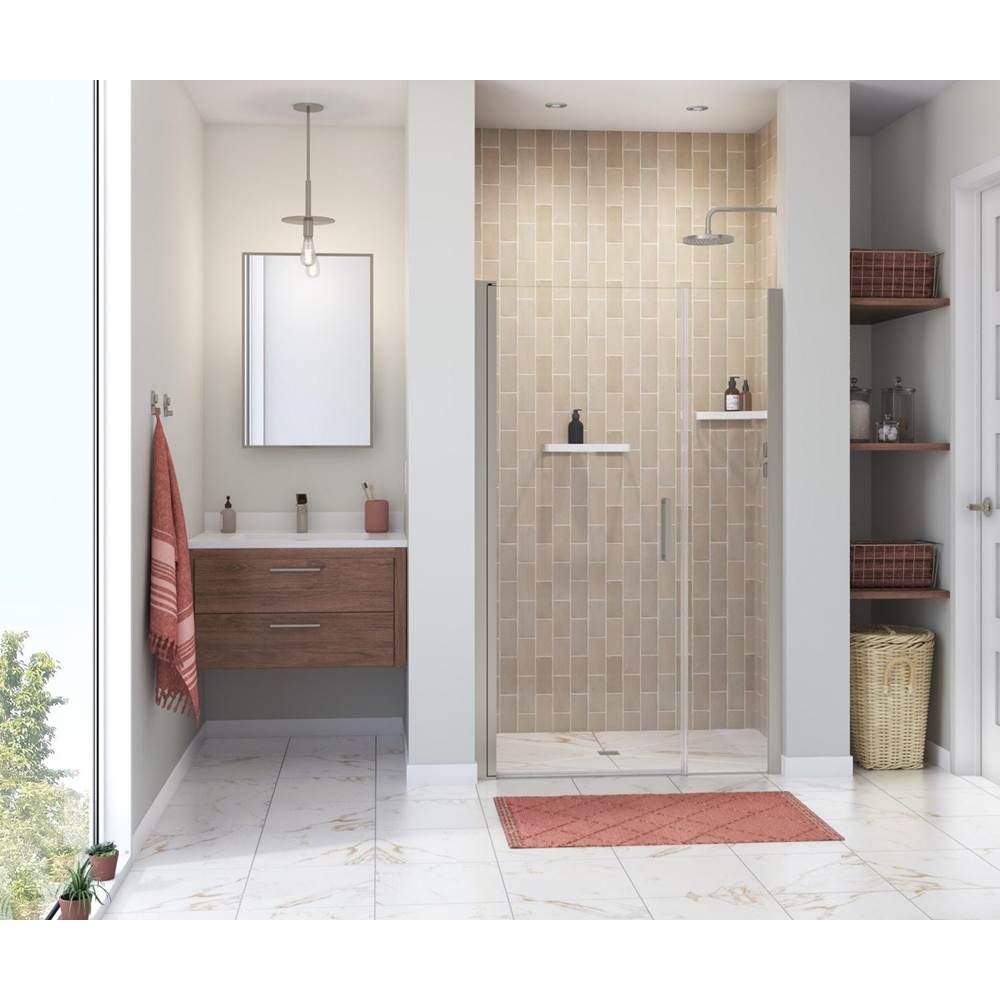 Maax Manhattan 43-45 x 68 in. 6 mm Pivot Shower Door for Alcove Installation with Clear glass & Round Handle in Brushed Nickel