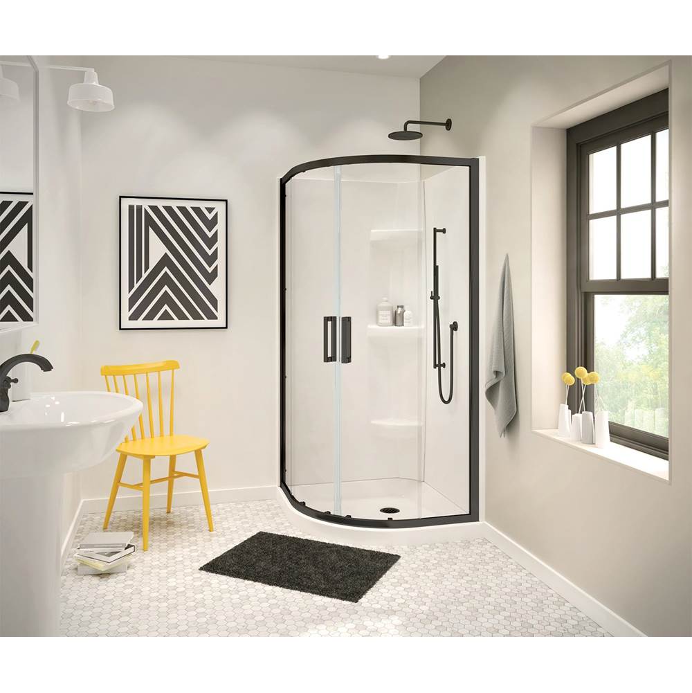 Maax Radia Neo-round 38 x 38 x 71 1/2 in. 6 mm Sliding Shower Door for Corner Installation with Clear glass in Matte Black