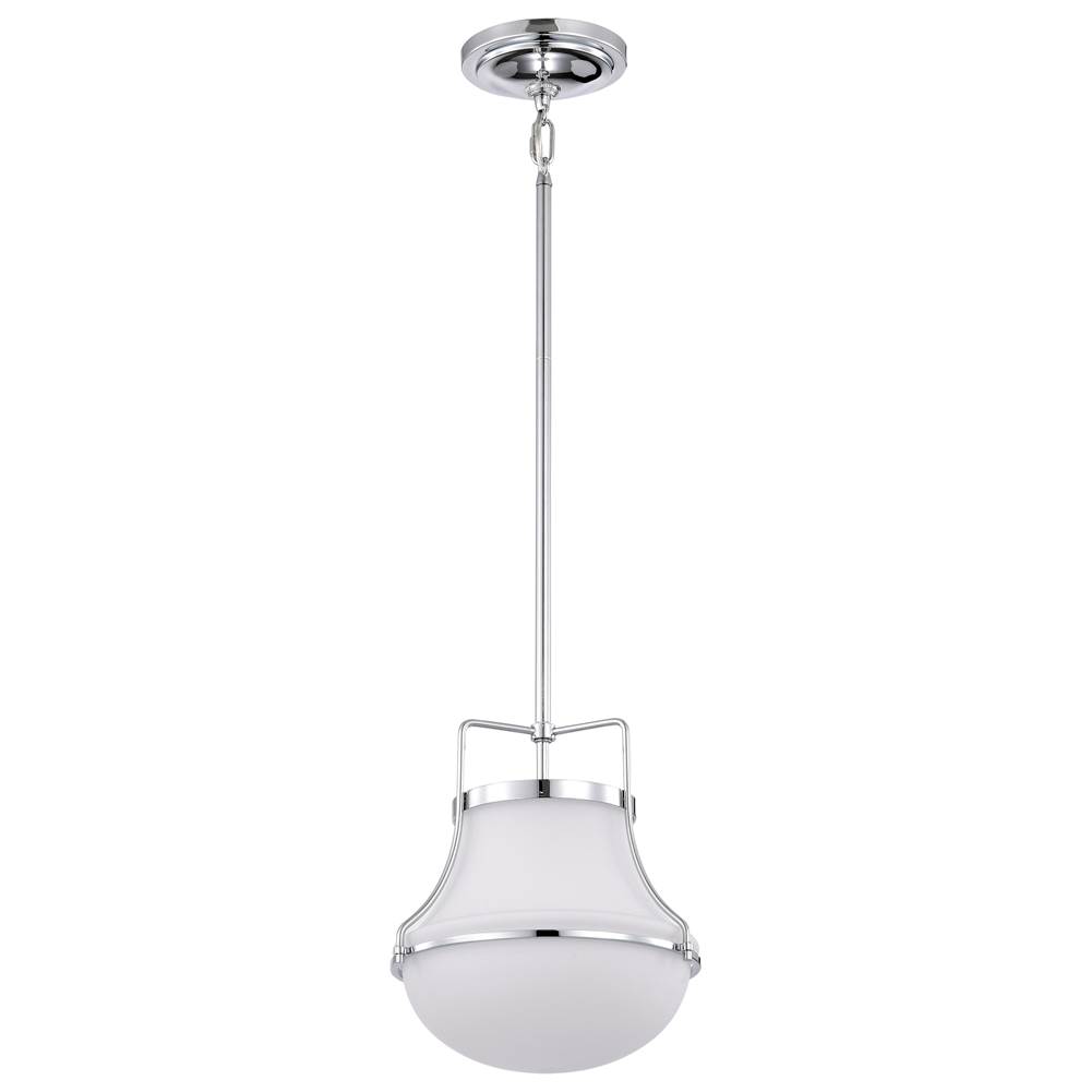 Nuvo Valdora 1 Light Pendant; 10 Inches; Polished Nickel; White Opal Glass