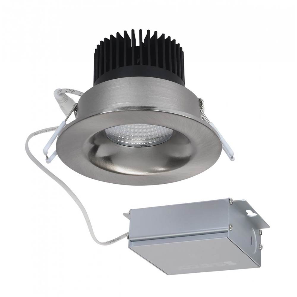 Satco 12 W LED Direct Wire Downlight, 3.5'', 3000K, 120 V, Dimmable, Round, Remote Driver, Brushed Nickel