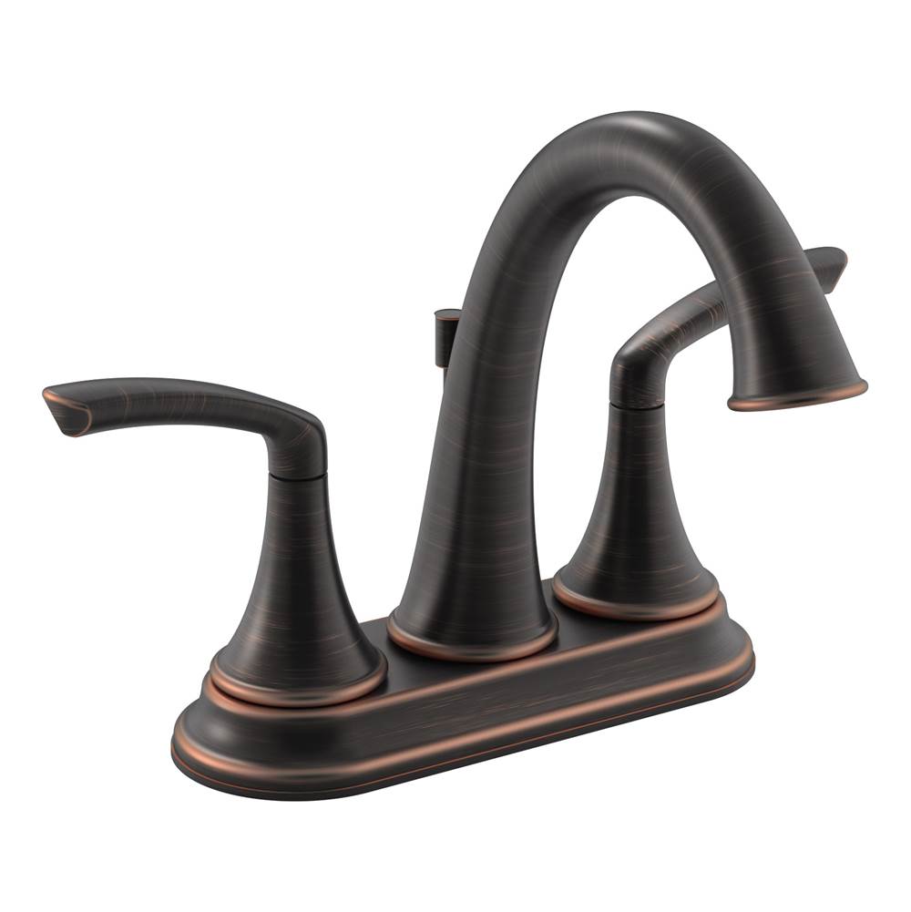 Symmons Elm 4 in. Centerset 2-Handle Bathroom Faucet with Drain Assembly in Seasoned Bronze (1.0 GPM)