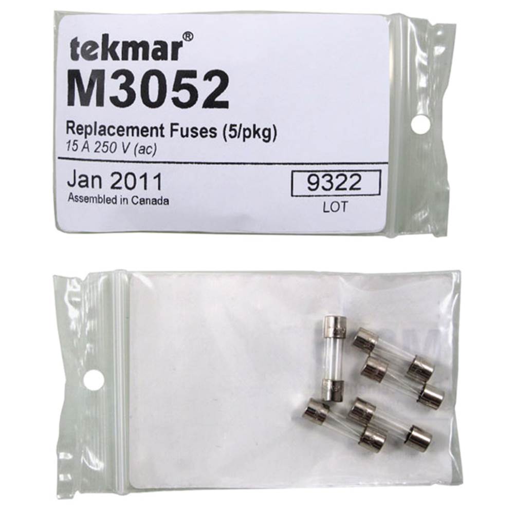 Tekmar Replacement Fuses (5/pkg), 15 A 250 VAC
