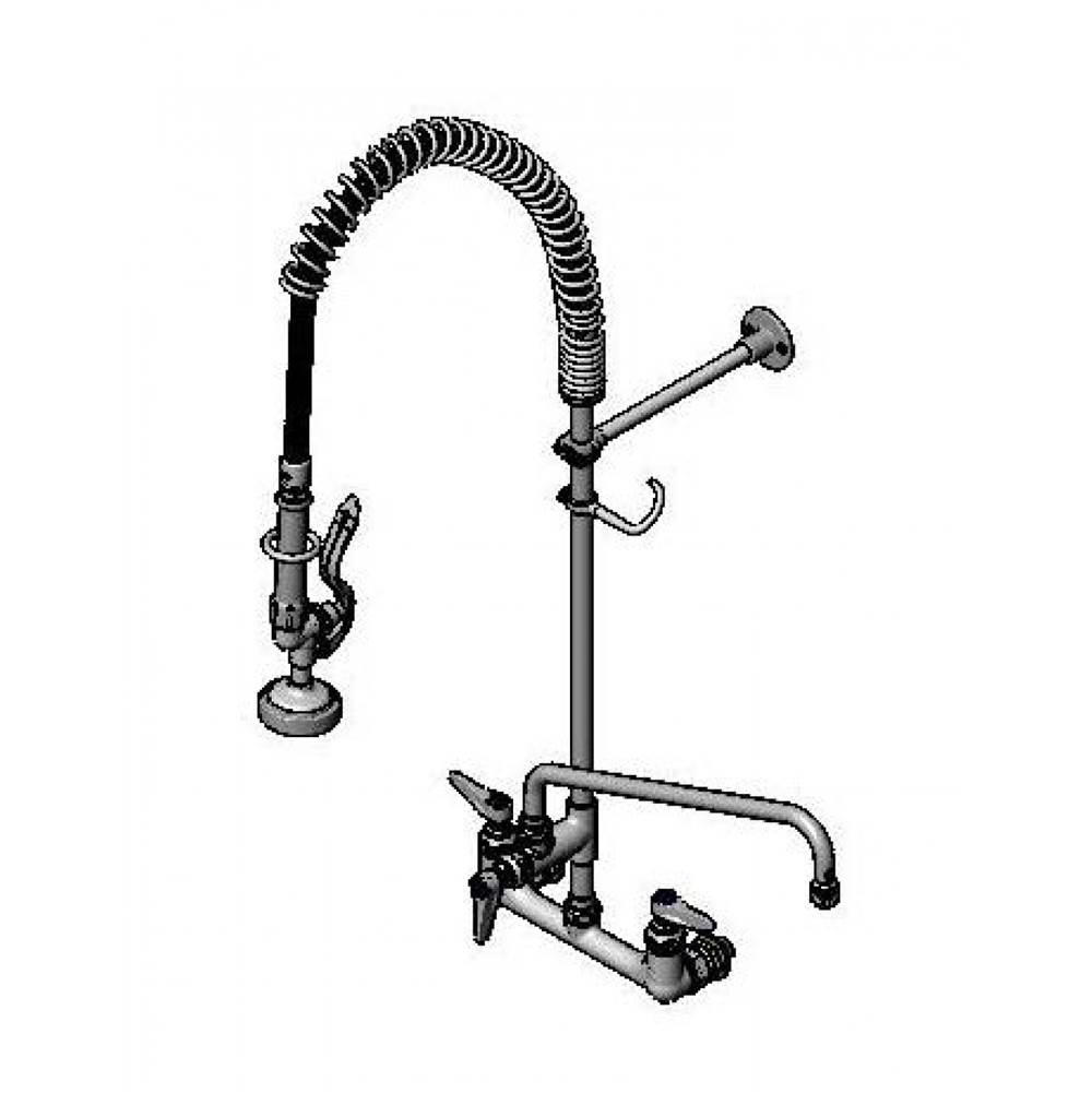 T&S Brass Pre-Rinse: 8'' Wall Mount, 36'' Hose, 00CC Inlets, 14'' Swing Nozzle, B-0107 Spray Valve