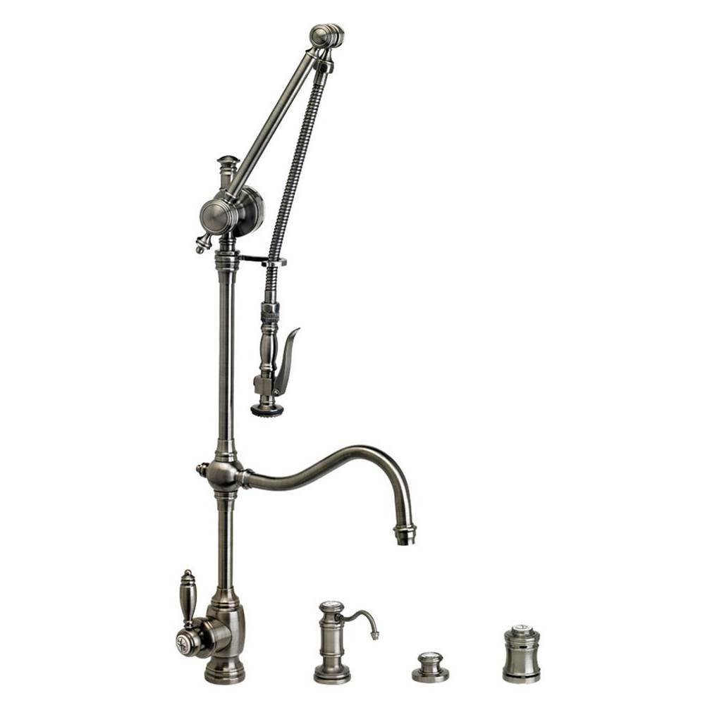 Waterstone Waterstone Traditional Gantry Pulldown Faucet - Hook Spout - 4pc. Suite