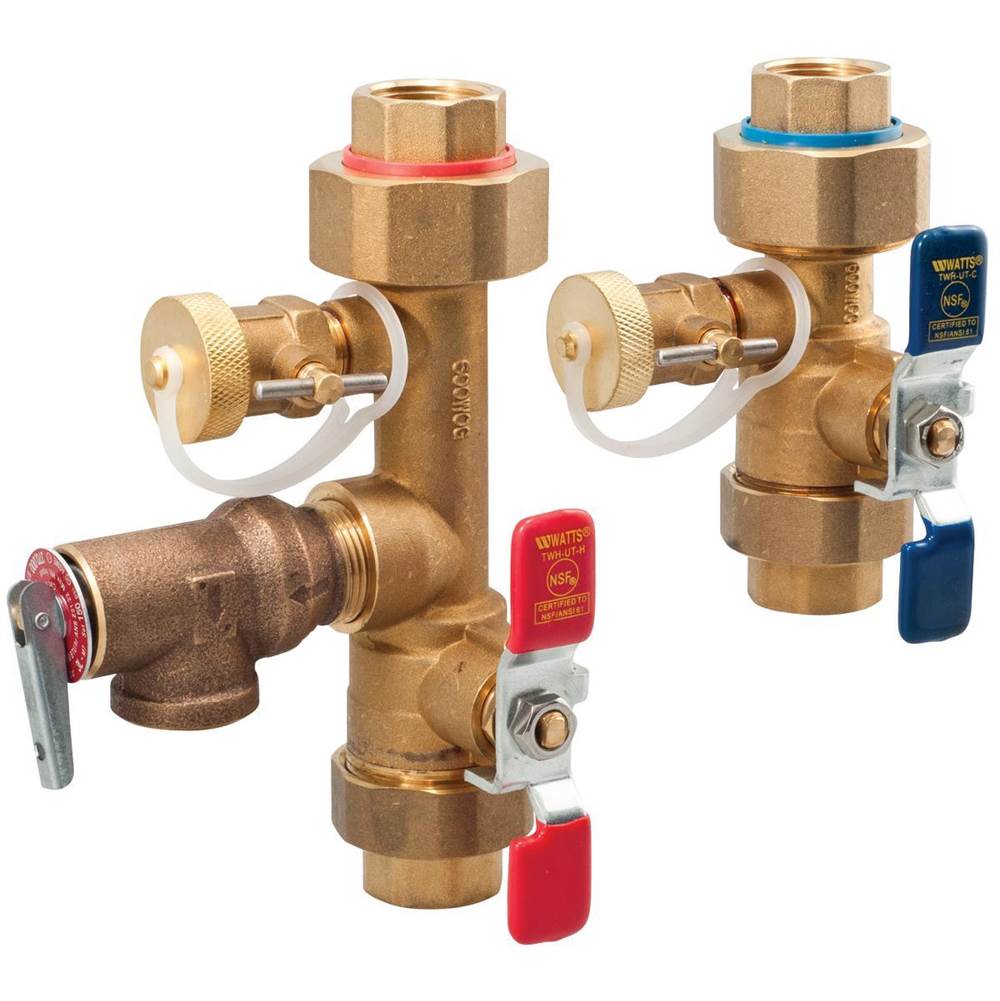 Watts 3/4 In Lead Free Tankless Water Heater, Female Threaded Tailpiece, Hot And Cold Valve Set, 150 psi Relief Valve