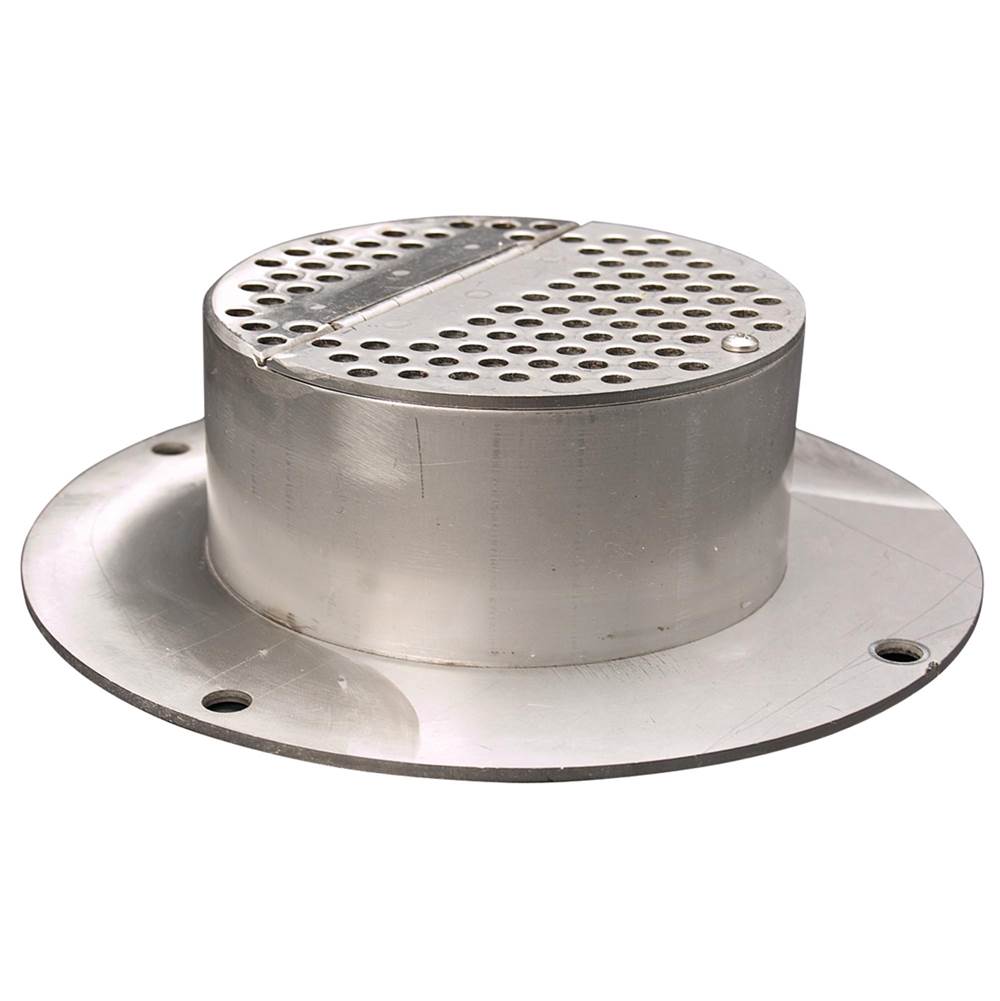 Watts Downspout Cover, Stainless Steel, Securing Flange, Secured Perforated Hinged Strainer, For 3 Inch Pipe